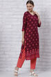 Wine LIVA Straight Kurta image number 3